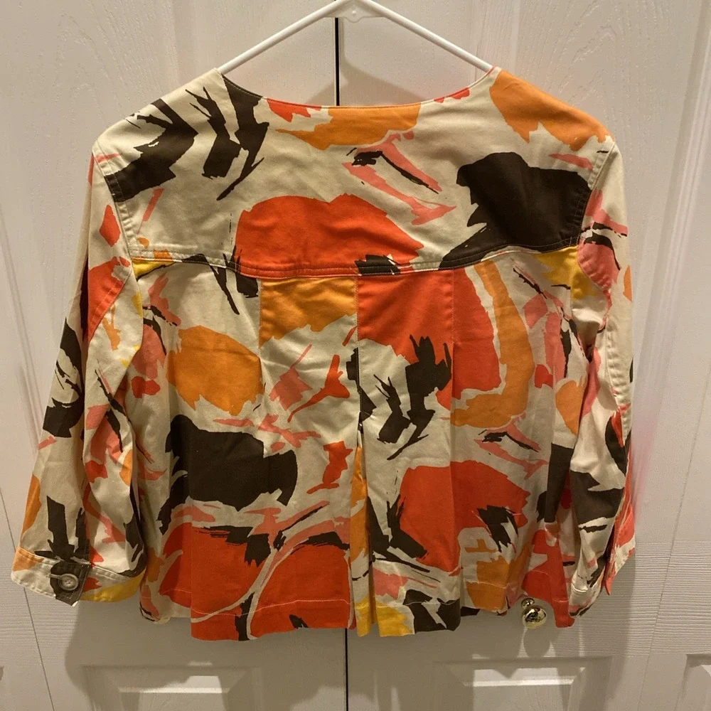 Christopher And Banks Jacket Women Medium‎ Orange Brown Multicolor Vivid Button - Picture 6 of 6